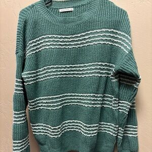 Green Striped Women's Sweater small